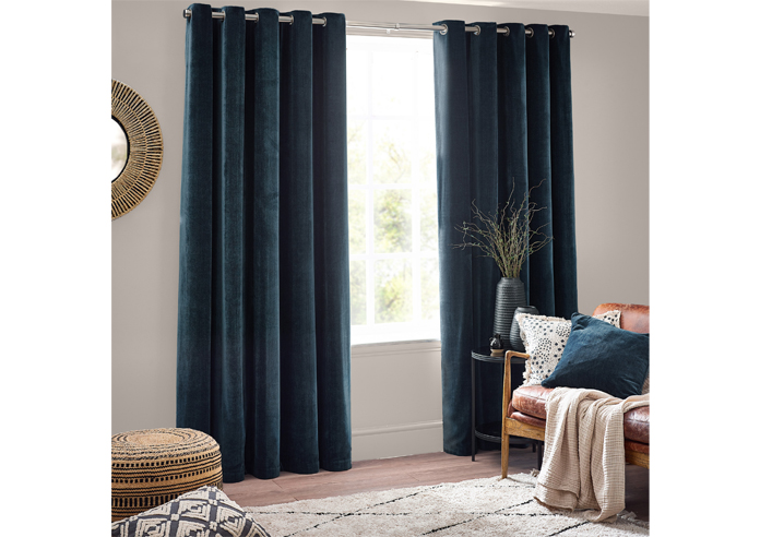 Heavy Chenille Eyelet, Navy - Ready Made Curtains - Image 7